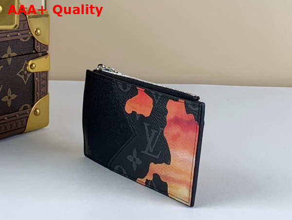 Louis Vuitton Coin Card Holder Red and Orange Sunset Monogram Eclipse Coated Canvas M81751 Replica