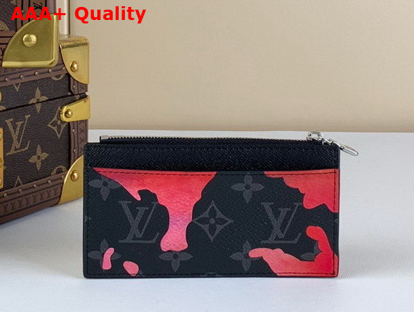 Louis Vuitton Coin Card Holder Red and Orange Sunset Monogram Eclipse Coated Canvas M81751 Replica