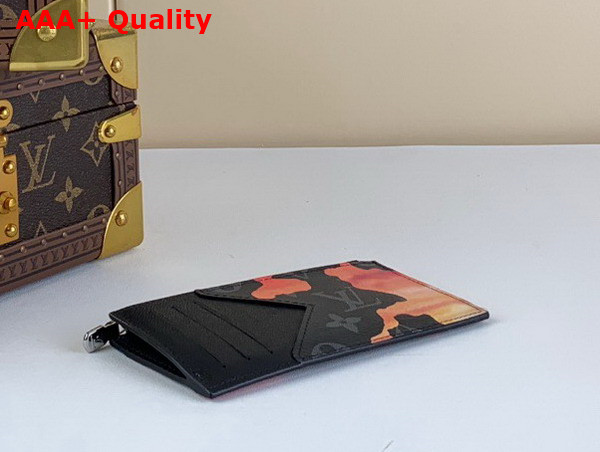 Louis Vuitton Coin Card Holder Red and Orange Sunset Monogram Eclipse Coated Canvas M81751 Replica