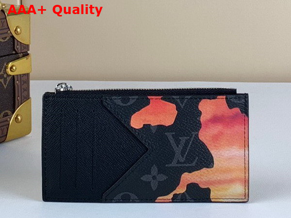 Louis Vuitton Coin Card Holder Red and Orange Sunset Monogram Eclipse Coated Canvas M81751 Replica