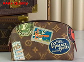 Louis Vuitton Cosmetic Pouch in Monogram Coated Canvas Decorated with Vintage Stickers M83597 Replica