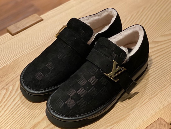 Louis Vuitton Cosy Sneaker in Black Damier Suede Calf Leather and Shearling Lining Replica