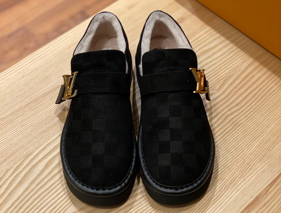 Louis Vuitton Cosy Sneaker in Black Damier Suede Calf Leather and Shearling Lining Replica