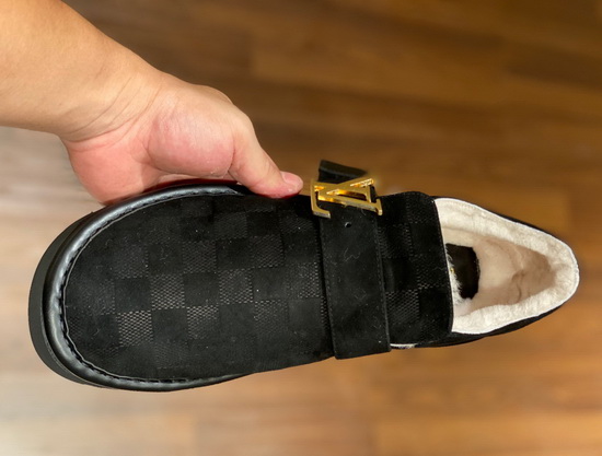 Louis Vuitton Cosy Sneaker in Black Damier Suede Calf Leather and Shearling Lining Replica