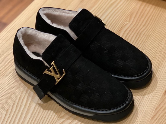 Louis Vuitton Cosy Sneaker in Black Damier Suede Calf Leather and Shearling Lining Replica