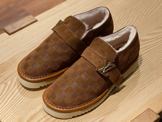 Louis Vuitton Cosy Sneaker in Brown Damier Suede Calf Leather and Shearling Lining Replica