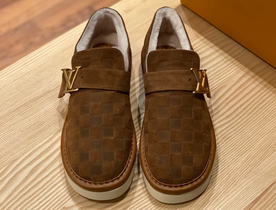 Louis Vuitton Cosy Sneaker in Brown Damier Suede Calf Leather and Shearling Lining Replica