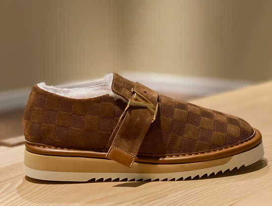 Louis Vuitton Cosy Sneaker in Brown Damier Suede Calf Leather and Shearling Lining Replica