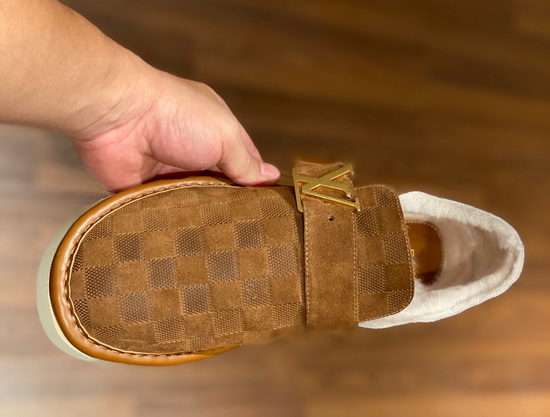 Louis Vuitton Cosy Sneaker in Brown Damier Suede Calf Leather and Shearling Lining Replica