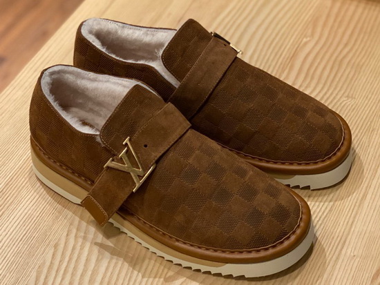 Louis Vuitton Cosy Sneaker in Brown Damier Suede Calf Leather and Shearling Lining Replica