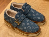 Louis Vuitton Cosy Sneaker in Navy Blue Monogram Denim and Shearling Lining Replica