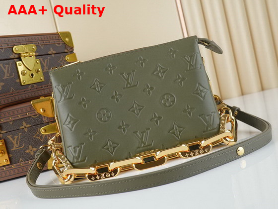 Louis Vuitton Coussin BB Handbag in Khaki Monogram Embossed Puffy Lambskin Replica