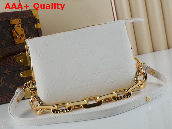 Louis Vuitton Coussin BB Handbag in White Monogram Embossed Puffy Lambskin Replica