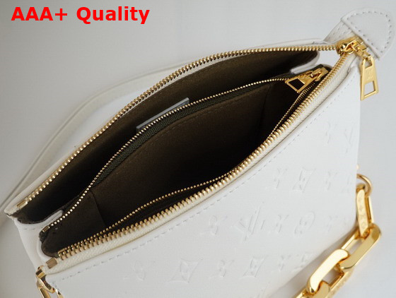 Louis Vuitton Coussin BB Handbag in White Monogram Embossed Puffy Lambskin Replica