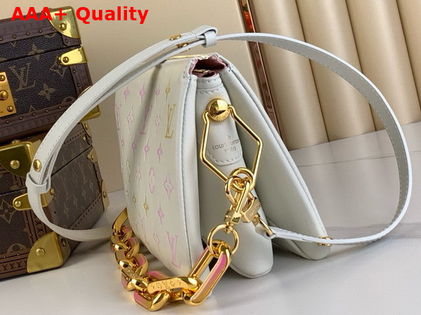 Louis Vuitton Coussin BB Handbag in White Puffy Lambskin with the Monogram Embossed into the Leather then Printed Onto it in Pastel Tones M11727 Replica