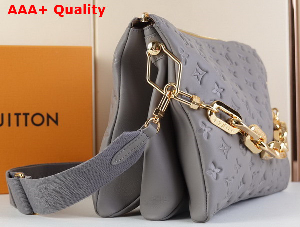 Louis Vuitton Coussin MM Handbag in Grey Monogram Embossed Puffy Lambskin M20771 Replica