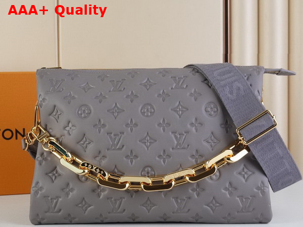 Louis Vuitton Coussin MM Handbag in Grey Monogram Embossed Puffy Lambskin M20771 Replica