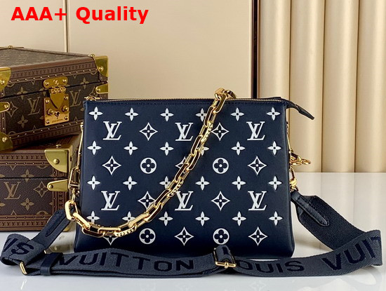 Louis Vuitton Coussin PM Black and White Monogram Print on the Embossed Puffy Lambskin M59398 Replica