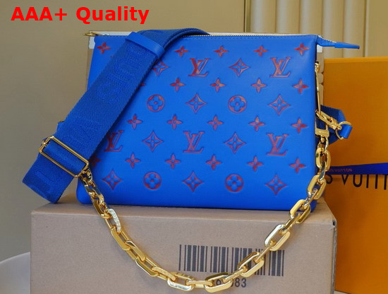 Louis Vuitton Coussin PM Handbag Blue Red Monogram Embossed Puffy Lambskin M58626 Replica