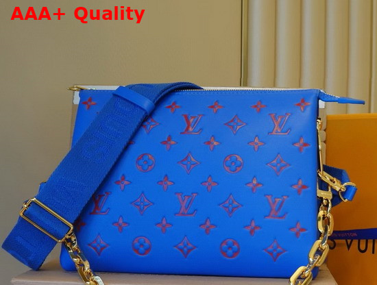 Louis Vuitton Coussin PM Handbag Blue Red Monogram Embossed Puffy Lambskin M58626 Replica