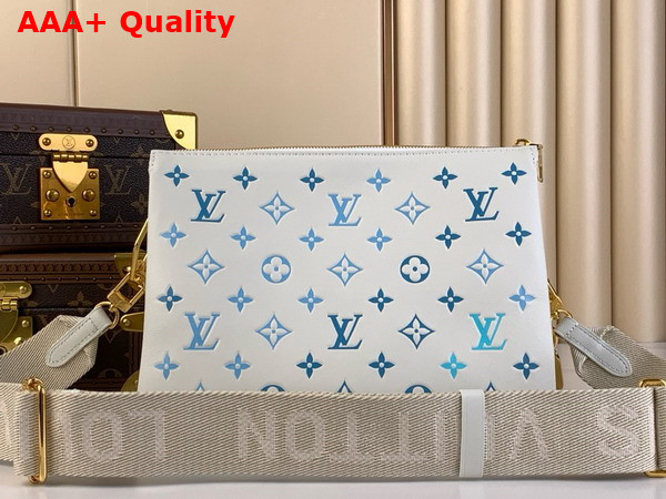 Louis Vuitton Coussin PM Handbag White and Blue Puffer Lambskin with Watercolor Style Monogram Print M11225 Replica