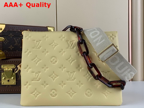 Louis Vuitton Coussin PM Handbag in Light Yellow Monogram Embossed Puffy Lambskin Replica