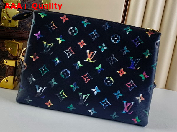 Louis Vuitton Coussin PM Handbag in Navy Blue Lambskin Leather with Multicolor Monogram Flowers M21353 Replica