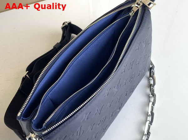 Louis Vuitton Coussin PM Handbag in Navy Blue Monogram Embossed Puffy Lambskin with Silver Hardware Replica