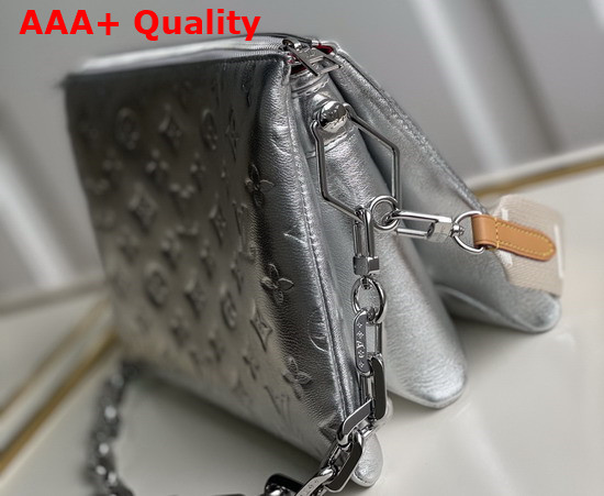 Louis Vuitton Coussin PM Handbag in Silver Monogram Embossed Puffy Lambskin M57913 Replica