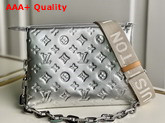 Louis Vuitton Coussin PM Handbag in Silver Monogram Embossed Puffy Lambskin M57913 Replica