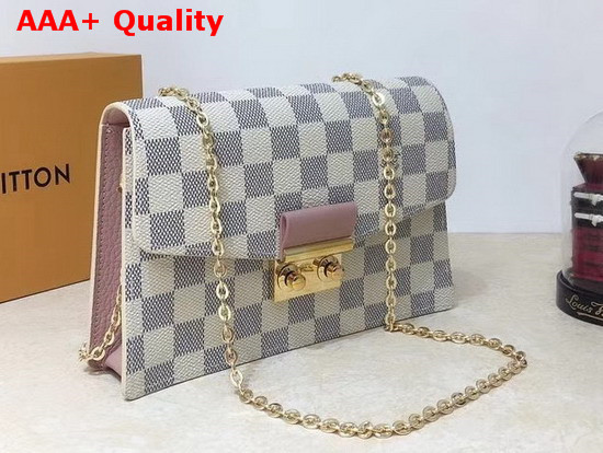 Louis Vuitton Croisette Chain Wallet Rose Ballerine Damier Azur Canvas N60357 Replica