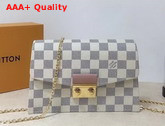 Louis Vuitton Croisette Chain Wallet Rose Ballerine Damier Azur Canvas N60357 Replica