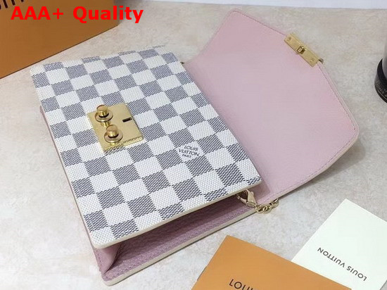 Louis Vuitton Croisette Chain Wallet Rose Ballerine Damier Azur Canvas N60357 Replica