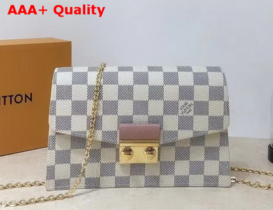 Louis Vuitton Croisette Chain Wallet Rose Ballerine Damier Azur Canvas N60357 Replica