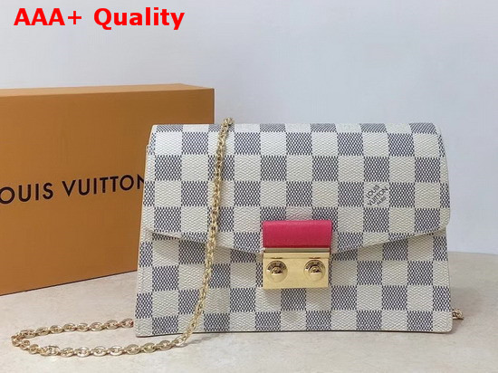 Louis Vuitton Croisette Chain Wallet Rose Papaye Damier Azur Canvas N60358 Replica