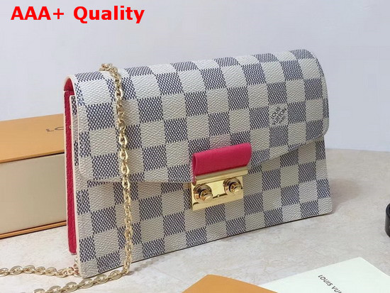 Louis Vuitton Croisette Chain Wallet Rose Papaye Damier Azur Canvas N60358 Replica