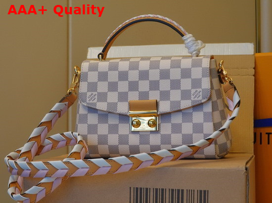 Louis Vuitton Croisette Handbag in Damier Azur Canvas and Hand Braided Leather Shoulder Strap N50053 Replica