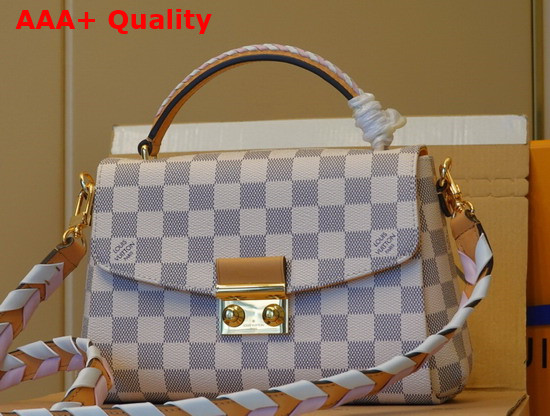 Louis Vuitton Croisette Handbag in Damier Azur Canvas and Hand Braided Leather Shoulder Strap N50053 Replica