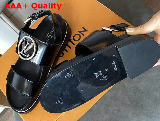 Louis Vuitton Crossroads Comfort Sandal Black Glazed Calf Leather 1A5BII Replica