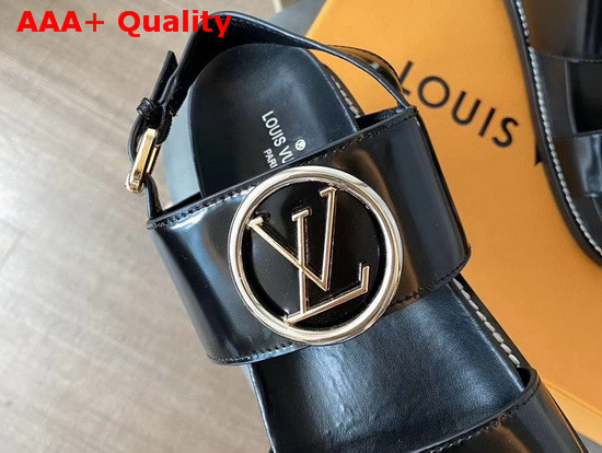 Louis Vuitton Crossroads Comfort Sandal Black Glazed Calf Leather 1A5BII Replica