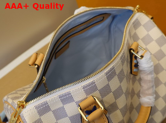 Louis Vuitton Damier Azur Canvas Speedy Bandouliere 30 Features a Detachable Braided Strap in Leather N50054 Replica