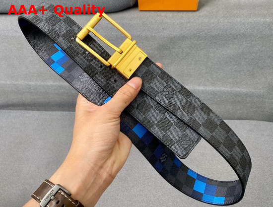 Louis Vuitton Damier Graphite 3D Coated Canvas Belt Blue Replica