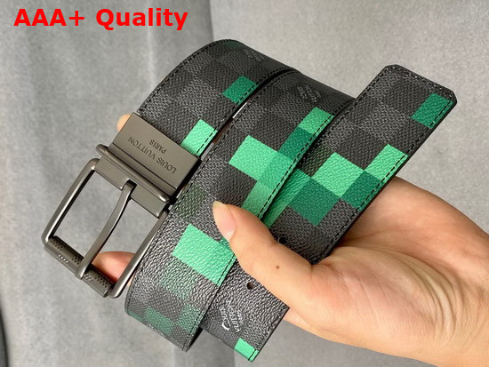 Louis Vuitton Damier Graphite 3D Coated Canvas Belt Green Replica