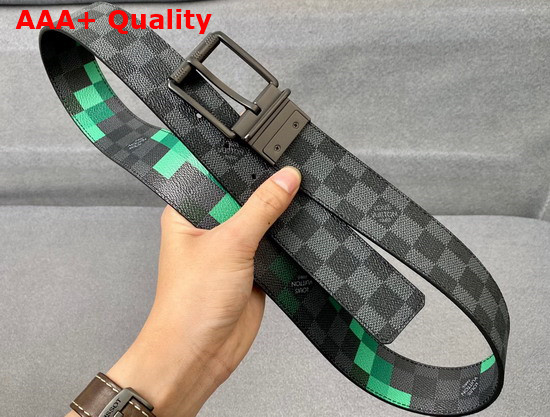 Louis Vuitton Damier Graphite 3D Coated Canvas Belt Green Replica