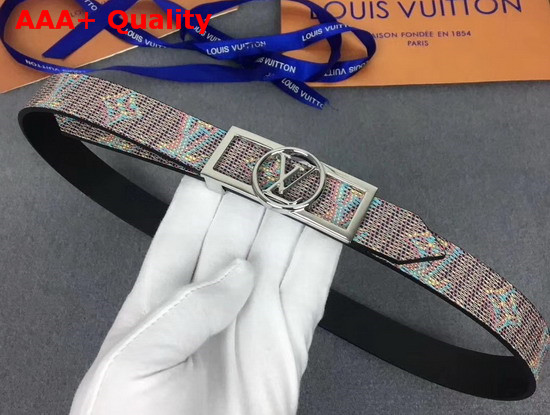 Louis Vuitton Dauphine 25mm Reversible Belt Blue Monogram LV POP Print MP136U Replica