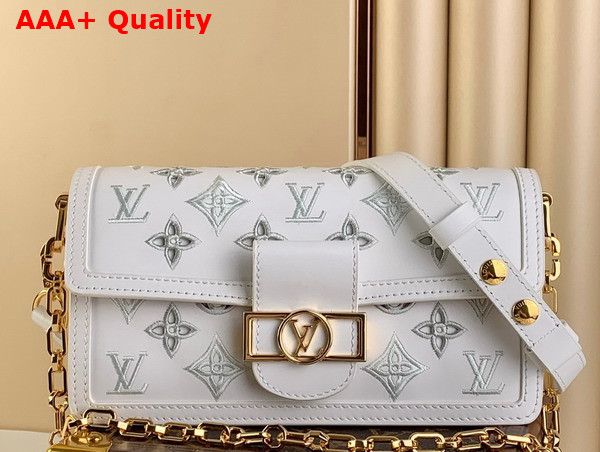 Louis Vuitton Dauphine East West Handbag in White Calfskin Leather M20739 Replica