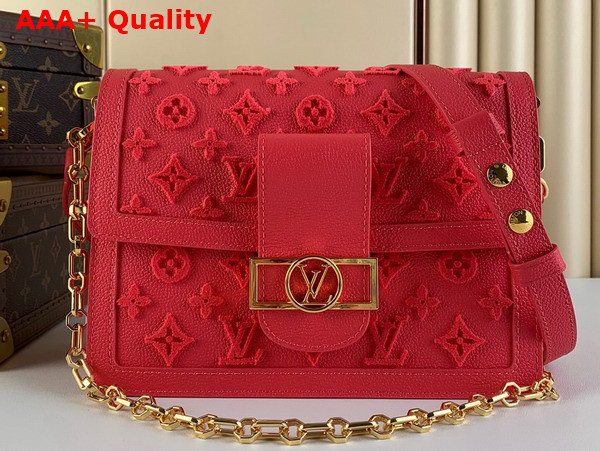 Louis Vuitton Dauphine MM Fluo Pink Tufted Grained Calfskin Leather Replica