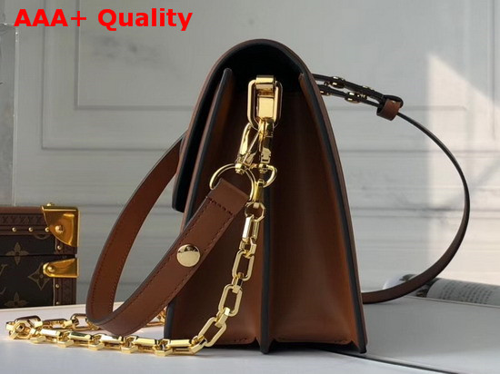 Louis Vuitton Dauphine MM Handbag Blue Velvet and Brown Smooth Calfskin Trim Replica