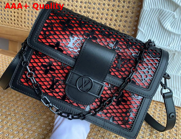 Louis Vuitton Dauphine MM Handbag in Black See Through Signature Leather Replica