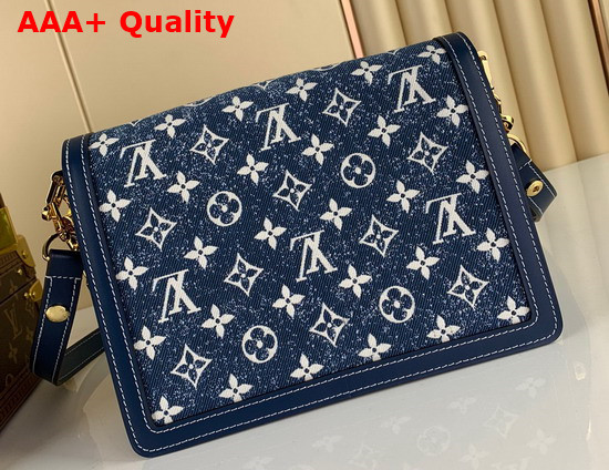 Louis Vuitton Dauphine MM Handbag in Navy Blue Denim Jacquard Textile M59631 Replica